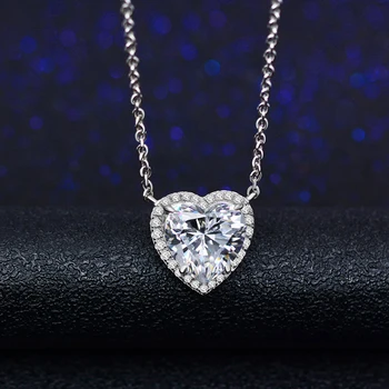 OEVAS Argint 925 Inima se Taie Creat Moissanite Piatră prețioasă Diamante Femei Pandantiv Colier Bijuterii Fine Cadou en-Gros