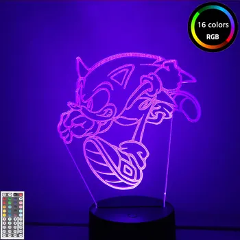 2020 Fierbinte Film Sonic Ariciul 3d Lumina de Noapte pentru Acasă Decor Dormitor Anime Sonic Lampa de Noapte pentru Copii Lampa de Noapte Cadou Jucarii
