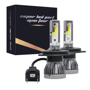 Masina Mini Lampa Led COB H4 lampa de Lucru Auto Faruri Kit Turbo Becuri Hi/Lo Fascicul Dublu 6000K Alb + 3000K Galben Kit de Lumina