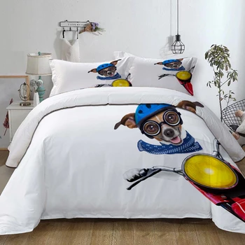 3D Set de lenjerie de Pat Pisica Câine Mângâietor Carpetă Acopere Realiste, Lenjerii de pat, cu fata de Perna Pat Set Decor Acasă Copii Cadou