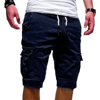 2020 Fierbinte de Vară Casual pantaloni Scurți pentru Bărbați de Marfă Multi-buzunar de pantaloni Scurți Mens Culoare Solidă Cordon pantaloni Scurți de Moda Streetwear