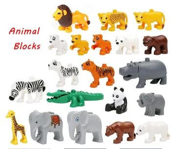2017 Clădire NOUĂ Particule Mari Blocuri Jucarii Animale DIY Zoo Set Caramida Set Lumineze Copil Cadou Compatibil cu Legoe Duplo