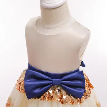 Vânzător recomandat fete de vară rochie de zi pentru copii rochie de petrecere arc strat paiete copii printesa rochie de 2-10 ani