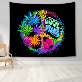 Hippie Tapiserie Pace și Iubire Tapiserie de Perete Frunze Colorate Tapiserie Trippy Tapiserie de Artă Decorativă-Tapiserie de Perete Decor