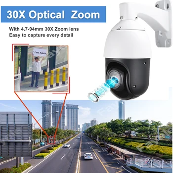 CCTV H. 265 POE 5MP Auto de Urmărire PTZ Camera de 5 Megapixeli Camera IP 1080P Pan Tilt ZOOM 3X IR 100M ONVIF P2P Umanoid de Detectare