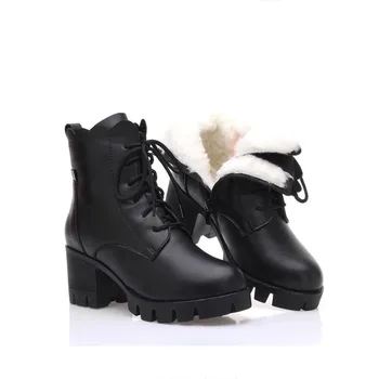 CS830 Designer de cizme femei Ține de Cald Piele naturala cu toc de lână garnitură de piele de Oaie cizme de Zapada erkek bot zapatos de mujer