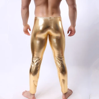 Moda barbati sexy din piele de argint de aur negru, club de noapte pantaloni skinny barbati subțire jambiere de compresie pantaloni fitness pantaloni pentru om