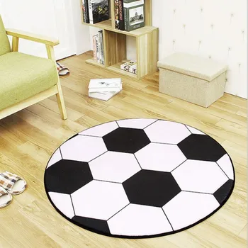 Moda Alb-Negru de Fotbal Rotund Covor Camera Copii Carpete Lavabile, Non-alunecare Scaun Mat Fotbal Băieți Covor