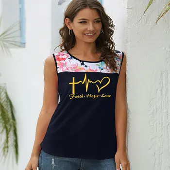 2020 Vara Tricou pentru Femei Tee Credința, Speranța Dragoste Imprimare Tricou Femme Amuzant Harajuku fără Mâneci Cultiva Gotic Topuri s-3XL