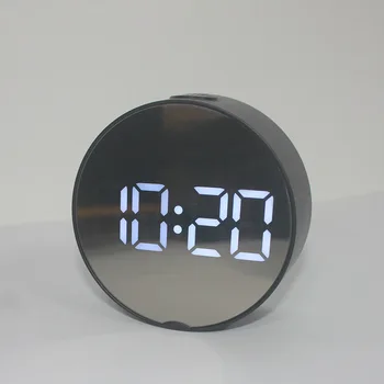 Runda Electronic Multifuncțional Ceas cu Alarmă Noptiera Ceas cu LED Oglinda Ceas Ecran Mare Ceas Digital Multicolor