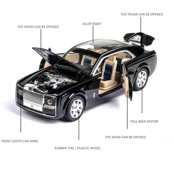 1:24 Rolls Royce model de masina de metal model de masina de turnare sub presiune din aliaj mașină de jucărie pentru copii cadou de colecție, transport gratuit