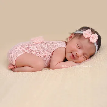 Dantela Salopetă Pentru Copii Nou-Născut Fotografie Haine Cu Arcul Bentita Bebe Fete Foto Îmbrăcăminte Costume Salopeta