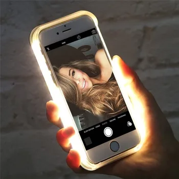 De lux LED Lumina Selfie Caz rezistent la Socuri pentru iPhone 11 11 Pro 7 8 Plus de Lumină în Sus selfie flash telefon Caz Pentru iPhone 6 6S