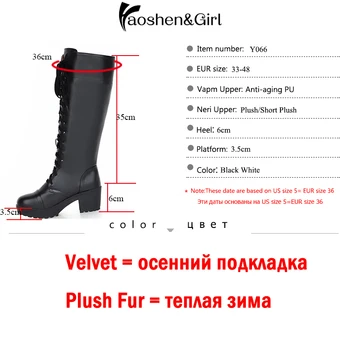Haoshen&Fata De Panglici La Genunchi Ridicat Cizme De Iarna Pentru Femei Cosplay Pantofi Alb Pătrat Negru, Pantofi Cu Toc Din Piele Încălțăminte De Dimensiuni Mari 33-48