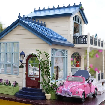 DIY Casa Papusa Lemn in Miniatura cu Mobilier Kit de Lemn casă de Păpuși Miniaturas Jucarii pentru Copii de Craciun Cadou Nou A32