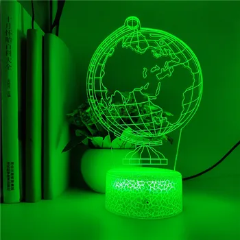7 Culoare Lumină de Noapte Creative Glob pământesc 3D Holograma Decorare Dormitor LED-uri Led-uri USB Lampa de Masa Cadou de Ziua Difuzor Bluetooth