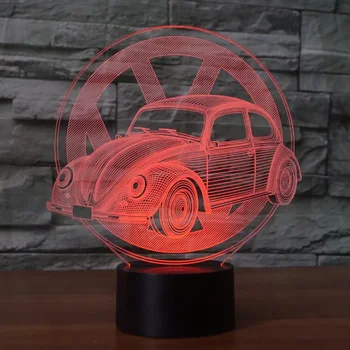 Creative Masina Semn 3D lumina Lumina de Noapte În 7 Culori Schimbare Acrilice LED Lampă de Masă lumină USB Dormitor ca Cadou pentru Decorarea Picătură Navă