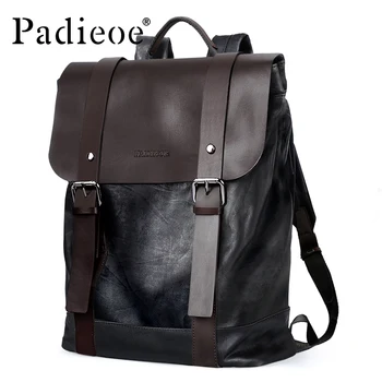 Padieoe bărbați ghiozdanul rucsac barbati geanta din piele de lux colegiu pachet de moda impermeabil bagaje de călătorie geanta laptop