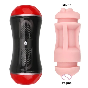 De sex masculin Masturbator Cupa Vibrator Real Vagin pentru Barbati Adanc pe Gat Pizde Gura Dubla Adult Exercițiu de Anduranță Jucarii Sexuale pentru Bărbat