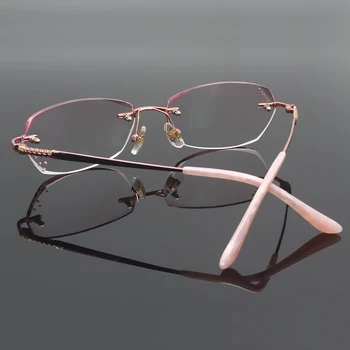 Moda Ochelari de vedere 8059 Diamant Tăiere de Tăiere fără ramă de Ochelari de vedere baza de Prescriptie medicala Optice Rama de Ochelari pentru Femei Ochelari
