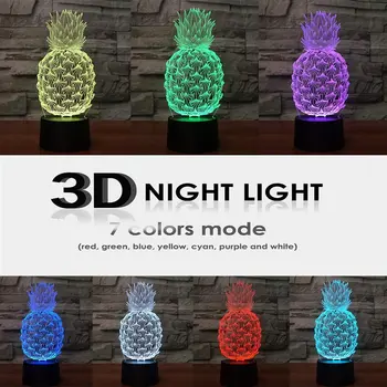 Acril 3d Lampa de Ananas Led Lumini de Noapte 16 Schimbare de Culoare Estompat de Iluminat Atinge incarcare USB-Lămpi de Masă Copii Cadou