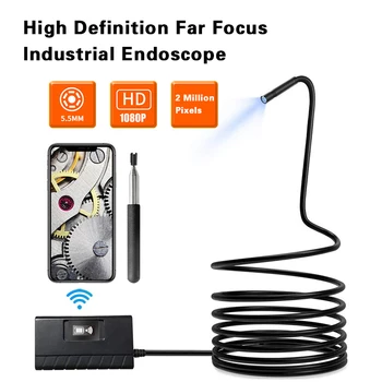 5.5 mm Lentilă WiFi Endoscop cu Camera HD 1080P, Camera de Inspecție 1/3.5/5/10M Greu de Sârmă 6 Lumini LED Endoscop Pentru Android iPhone