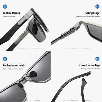 SIMPRECT Aluminiu Magneziu Polarizat ochelari de Soare Barbati 2021 Fotocromatică ochelari de Soare Fibra de Carbon permis de Ochelari de Soare Pentru Barbati
