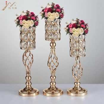 IMUWEN de Metal de Aur sfesnice Gol Cristal Masă de Nuntă Candelabru Central Flori Rack Drum Duce Pentru Decor Acasă