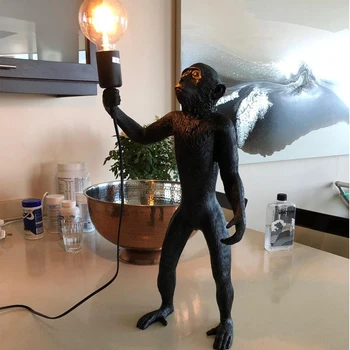 Rășină Alb Negru Gold Monkey Lampă Pandantiv Lumina Pentru Camera de zi Lămpi Art Salon, Camera de Studiu Lumini Led lustre Cu Led E27 Bec