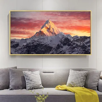 Everest Munte În Apus De Soare De Postere Si Printuri Canvas Wall Art Pictura Peisaj Imagine Decor Pentru Camera De Zi Cuadros