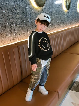 Băiatul Bumbac Desene animate cu Mâneci Lungi pulover Pulover Toamna anului 2020 Noua Moda Stil coreean de Top pentru Copii Haine pentru Copii