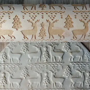 Crăciun Bicarbonat de instrumente pentru sucitor Milu cerb de imprimare sucitor de lemn gravura laser relief sucitor cookie-uri de bucatarie
