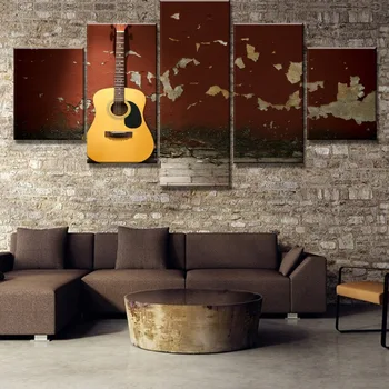 5 Bucată HD Imprimare Mare Chitara Instrumente Muzicale Tablou Canvas Wall Art Imaginea Acasă Decorare Camera de zi Panza Pictura