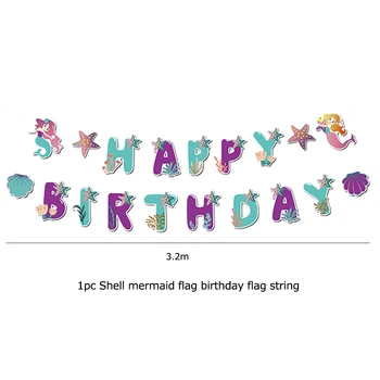 14pcs Copii Mermaid Temă Petrecere de Aniversare Decoratiuni Agățat Banner/panza de Paianjen Baloane Latex Pom Pom în Mare Parte Consumabile