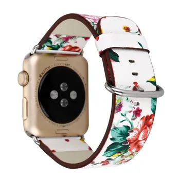 Retro Ceas Bandă de Piele pentru Apple Watch 38mm 42mm Serie 1/2/3 Floare Curea Imprimeuri Florale Ceas de mână Brățară Picătură de Transport maritim