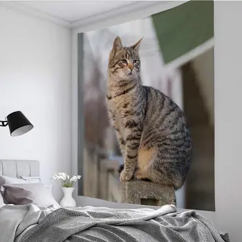 Minunat Mic Model Pisica Tapiserie Elegant Camera De Zi Dormitor Decorative De Perete Elegant Acasă Pătură Accesorii