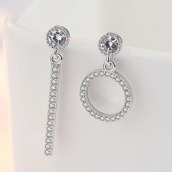 Argint 925 moda strălucitoare de cristal doamnelor'stud cercei bijuterii femei sex feminin cadou en-gros ieftine