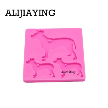 DY0103 DIY Câine de familie forma de silicon mucegai cheie inel de mucegai Silicon Câine mama/copil Mucegai pentru breloc