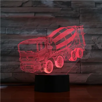 Mixer de ciment Beton Camion 3D Lampă Lumina de Noapte USB Bec LED Multi-color Flash Fade Vacanță elemente de Recuzită de Cadouri de Craciun Pentru Copii