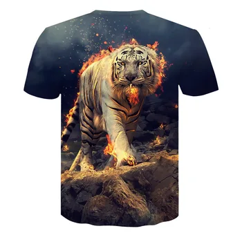 T shirt de Ardere tigru, leu 3d t cămașă Bărbați de bună calitate nou brand de moda tricou de vară de moda anime