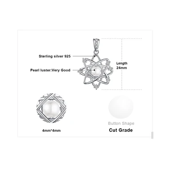 JewelryPalace Galactic Rotund Simulat Shell Pearl zircon CZ 925 Sterling de Argint Colier Pandantiv Lanț Nu