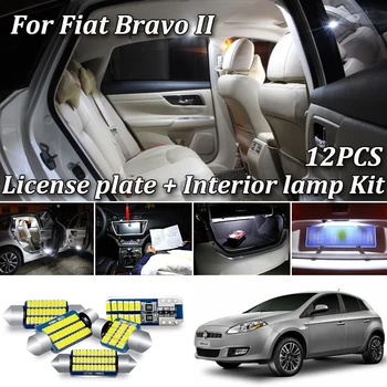 12Pcs Erori Alb Pentru Fiat bravo 2 II (198) LED Interior Lumină + lumină de inmatriculare Kit (2007-2016)