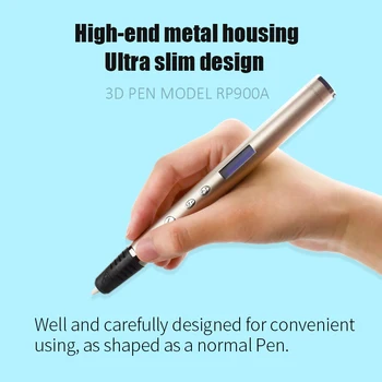 Weiyu vânzare fierbinte RP900A 3D pen subțire DIY imprimare 3D stilou din lume imprimantă 3D pix cu ABS PLA cu incandescență 3 d Pen cadou