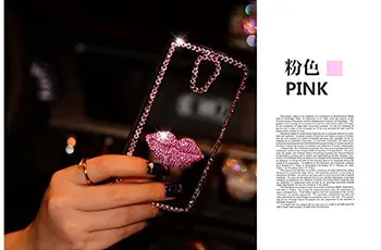 Bling un Diamant Roz de Buze Gem Caz Acoperire Pentru Iphone 12 11 Pro Max X XS MAX XR 6 6S 7 8Plus Pentru Samsung S9 S10 S20 nota 10 Plus