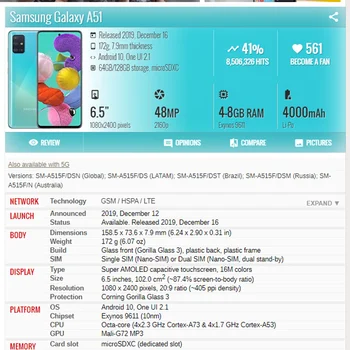 Piesei de schimb originale pentru samsung Galaxy A51 A515 A515F A515F/DS,A515FD LCD Display cu rama Digitizer Ansamblul Senzorului