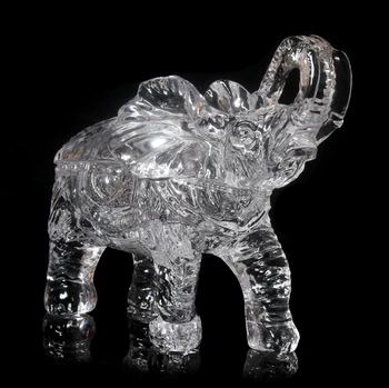Sticla de cristal Elefant Statuie Borcan Sticlarie Decorativa Recipient Ambarcațiuni Ornament Accesorii Mobilier pentru Zahăr, Fructe și Ceai