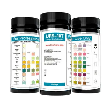 100 Benzi URS-10T Sumar de urina Reactiv Fâșii de 10 Parametri Test de Urină Benzi Leucocite, Nitriti, Urobilinogen, Proteine, pH