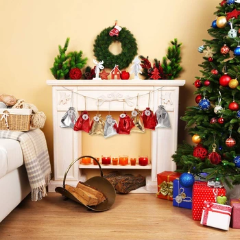 24 Buc Calendar Numărătoarea inversă Sac de Cadouri de Crăciun Pungi de Bomboane Husă de Depozitare DIY Christmas Advent Calendar Sac Calendrier Avent