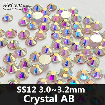 SS12 Crystal AB Lumină Aurie Rotunde Libere Chaton Strass Non hotfix cu Strasuri 1440pcs