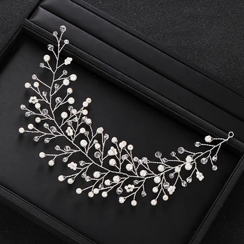 La modă Mireasa tiara Bentita de Par de Viță de vie pentru Weddding Accesorii de Par de Culoare de Argint Handmade Crystal Pearl Caciulita de Păr Bijuterii